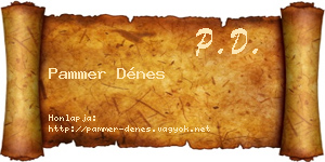 Pammer Dénes névjegykártya
